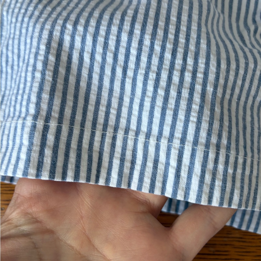 Denim & Co Vintage Blue White Stripe Shorts 4 Pockets Elastic Waist 7" Inseam - Picture 15 of 16